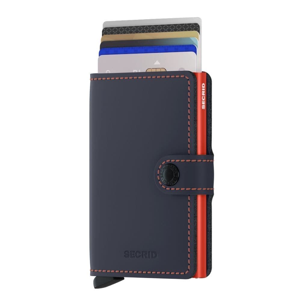 Secrid Miniwallet - Matte Nightblue & Orange Leather - Love Luggage
