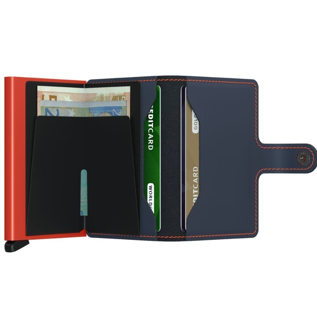 Secrid Miniwallet - Matte Nightblue & Orange Leather - Love Luggage