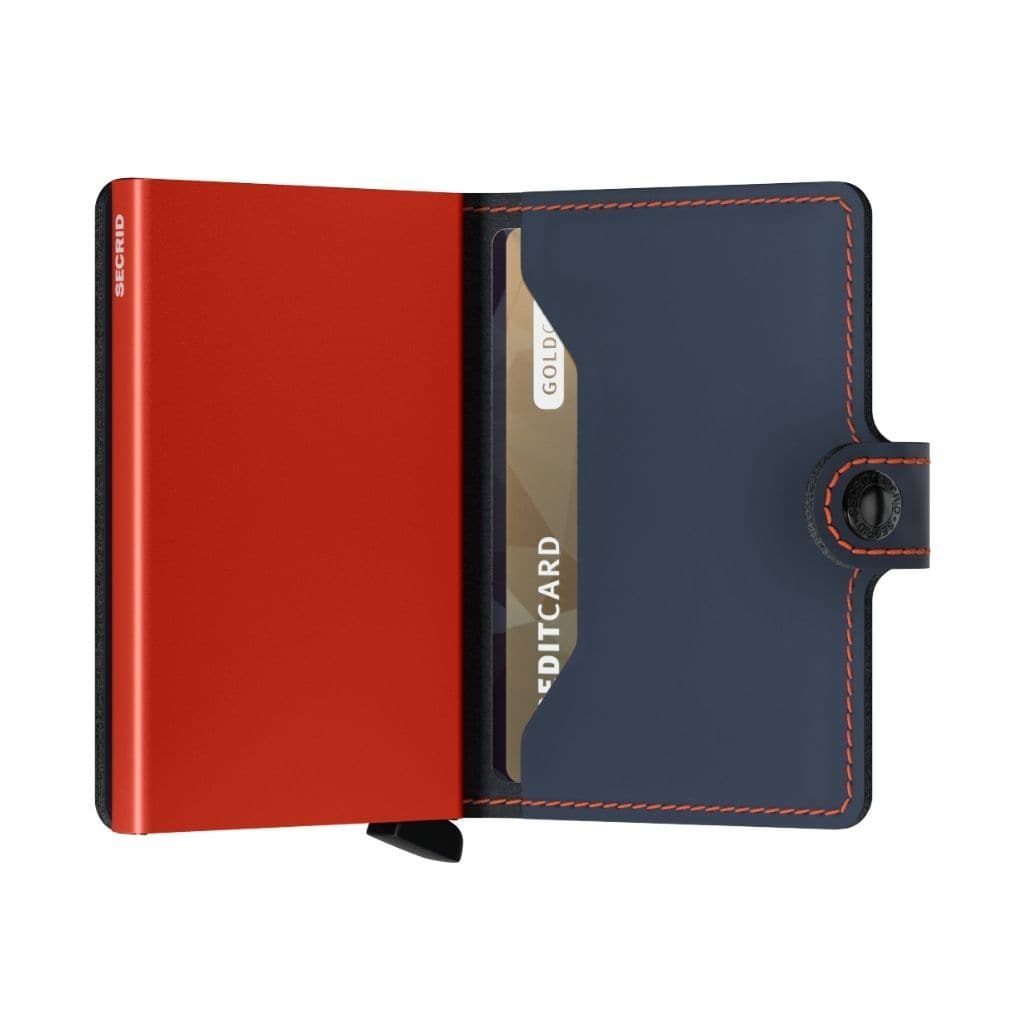 Secrid Miniwallet - Matte Nightblue & Orange Leather - Love Luggage