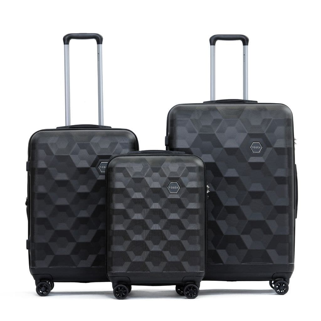 Tosca Bahamas 3 Piece Hardsided Suitcase Set - Black - Love Luggage