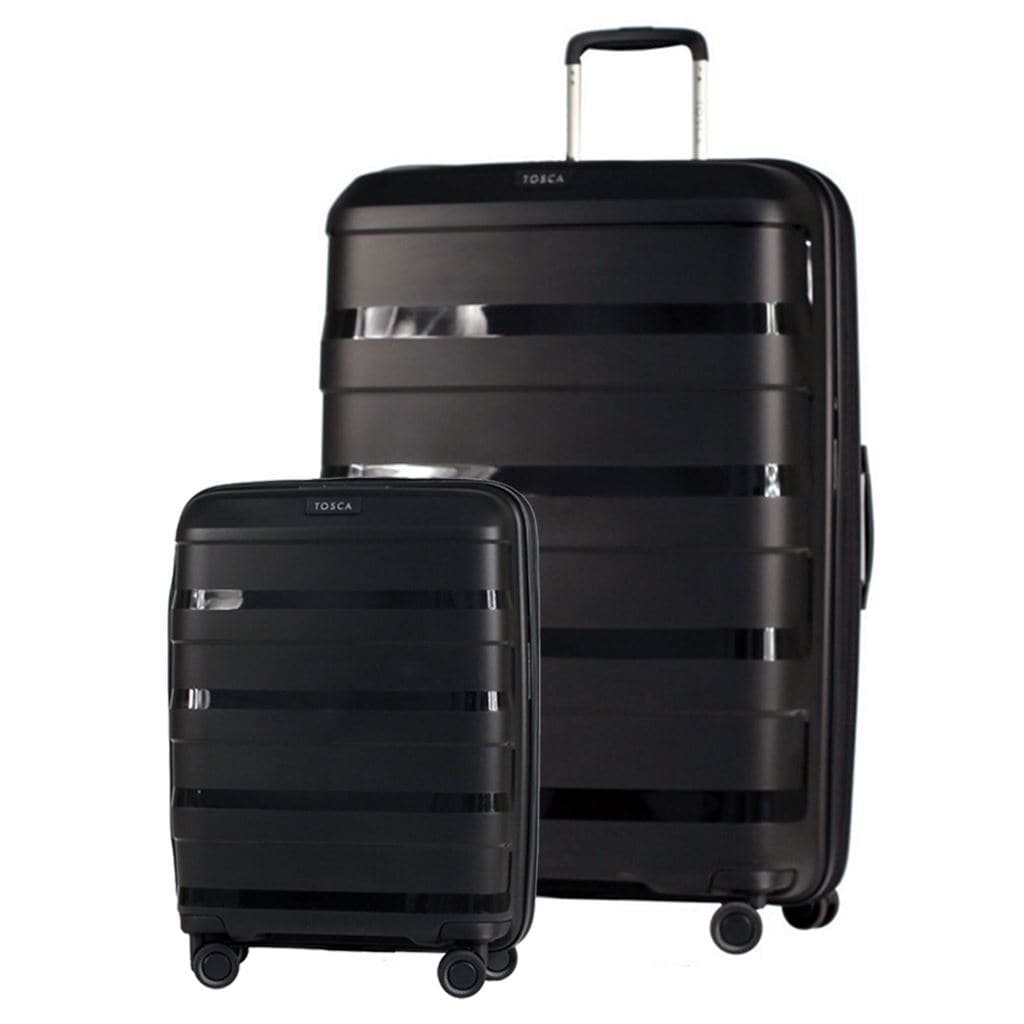 Tosca Comet 2 Piece Carry On & Large Hardsided Suitcase Duo - Black - Love Luggage