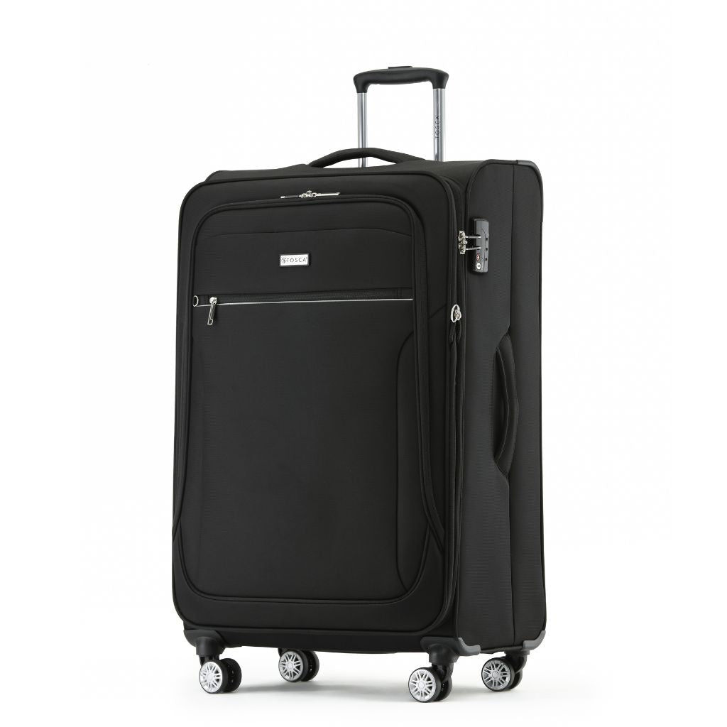 Tosca Transporter Large Softsided Spinner Suitcase - Black - Love Luggage