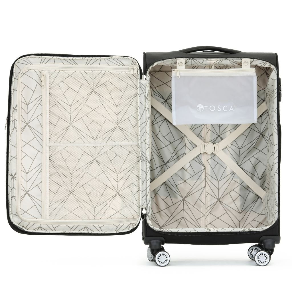 Tosca Transporter Softsided 2.6Kg Medium Suitcase - Black - Love Luggage