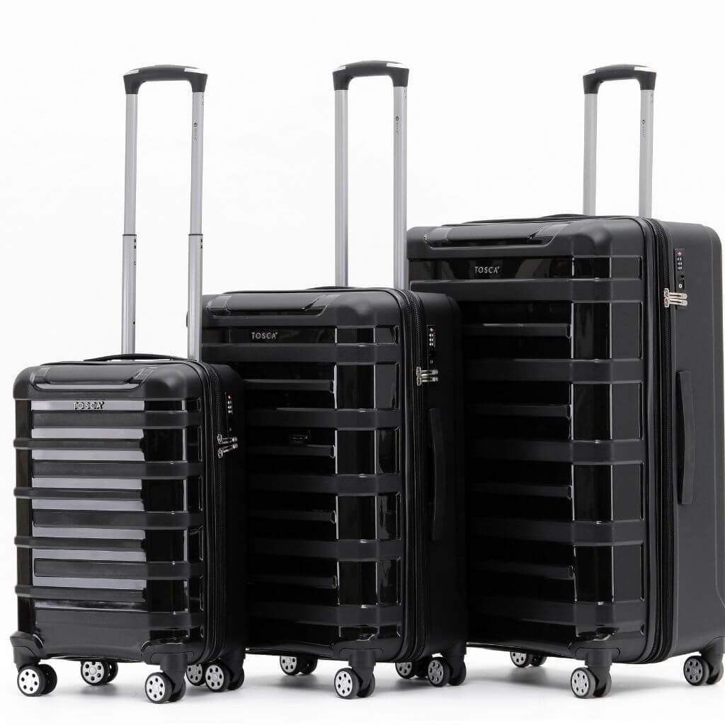 Tosca Warrior 3 Piece Hardsided Suitcase Set - Black - Love Luggage