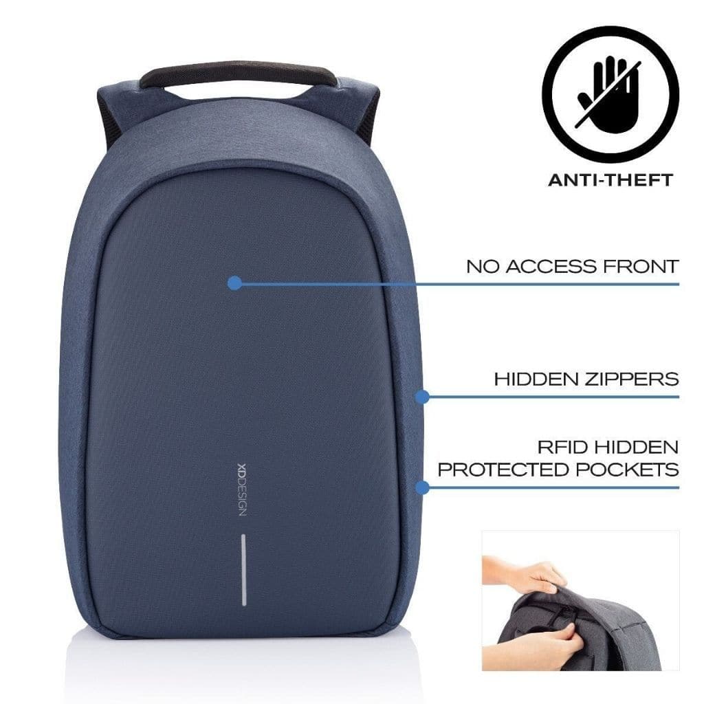 XD Design Bobby Hero Regular Anti - Theft Laptop Backpack - Navy - Love Luggage