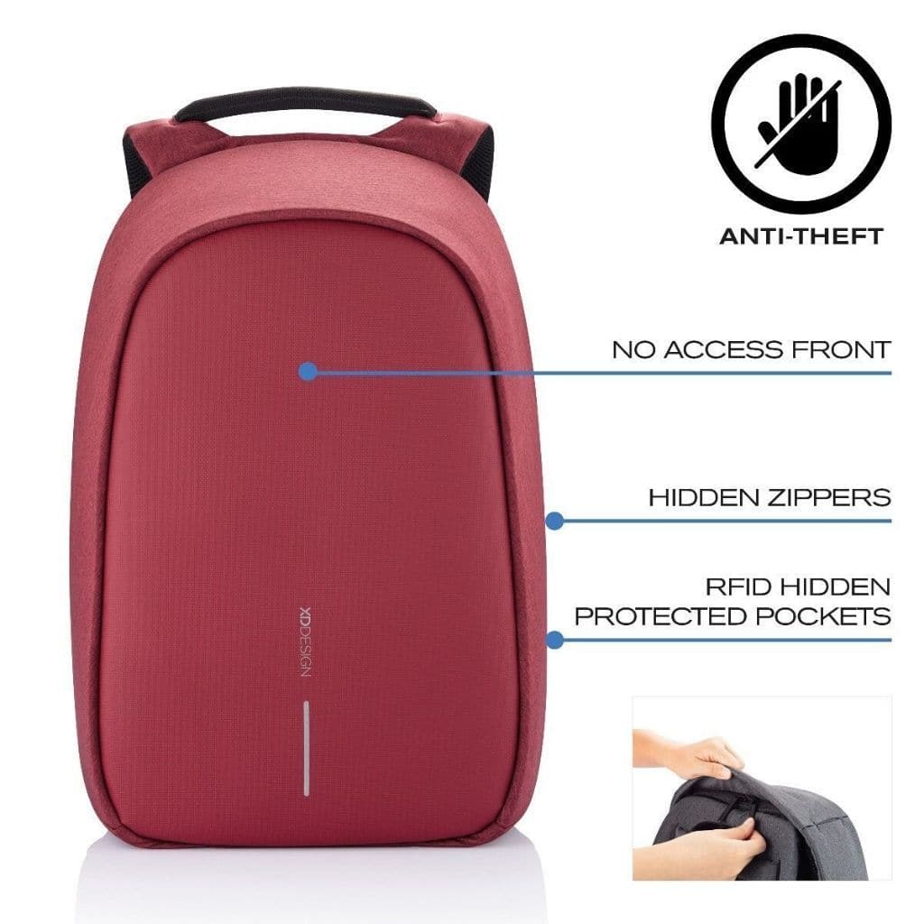 XD Design Bobby Hero Regular Anti - Theft Laptop Backpack - Red - Love Luggage