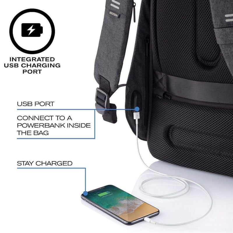 XD Design Bobby Hero XL 17" Anti - theft Laptop Backpack - Grey - Love Luggage